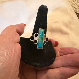 .925 Sterling Silver Turquoise Ring - Size 10